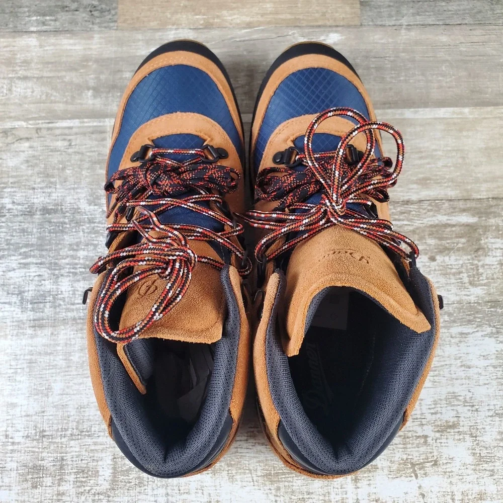 Danner Free Spirit Hiking Boots Sz 11.5 Brown Navy Mid Top Round Toe